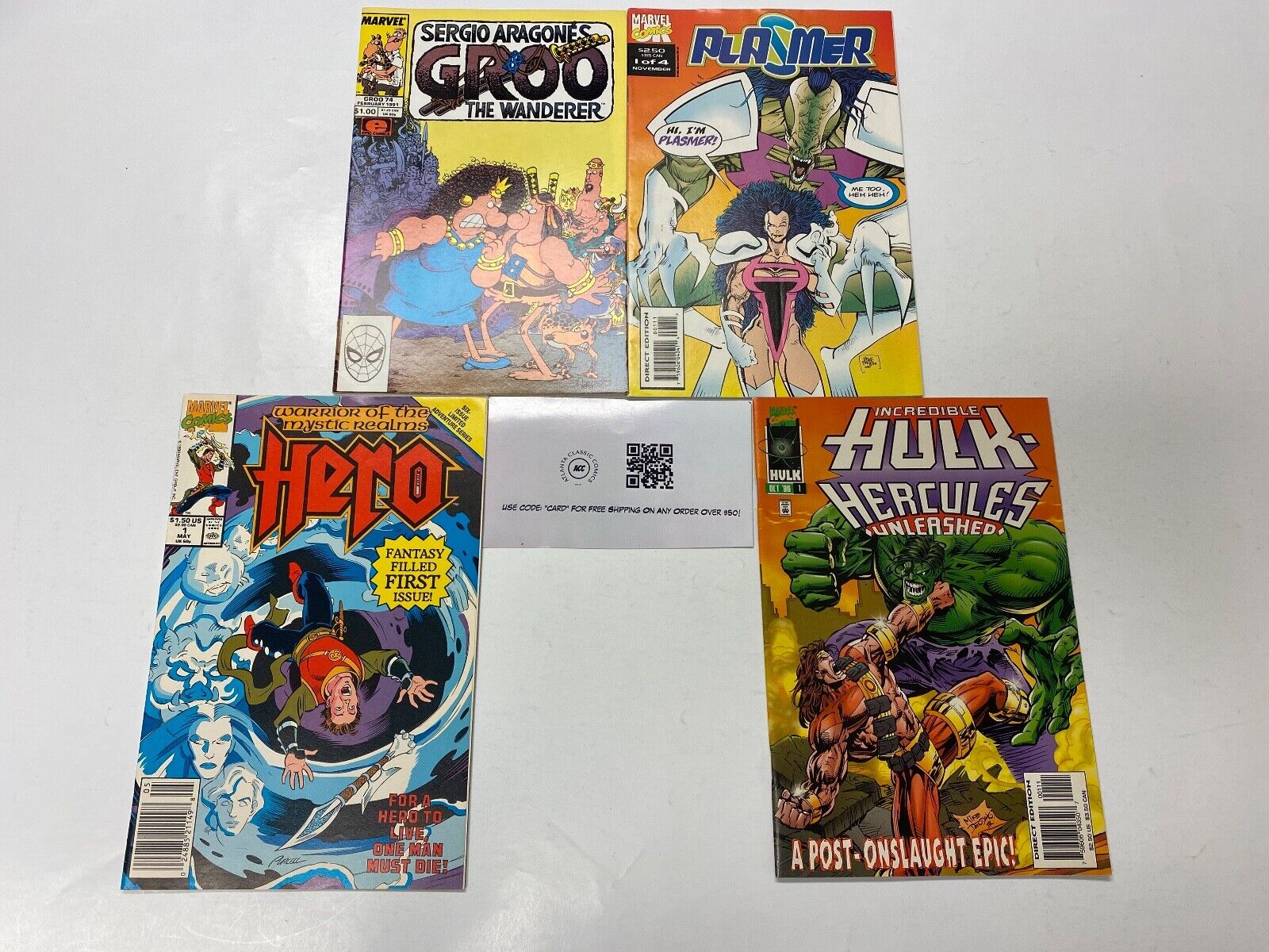 4 MARVEL comic book Groo #74 Plasmer #1 Hero #1 Hulk Hercules #1 10 KM10