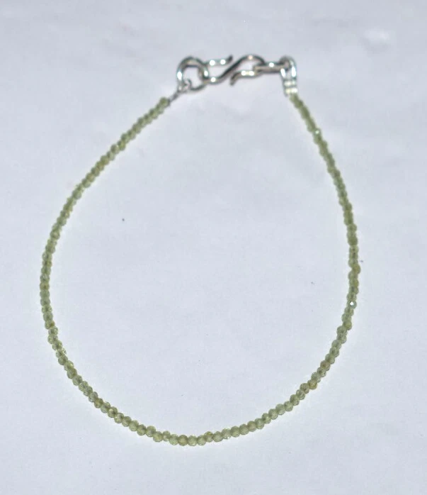 Natürlich Peridot Edelstein 925 Sterlingsilber 1.3cm Armbänder 2 MM Runde Perlen - Bild 3 von 4