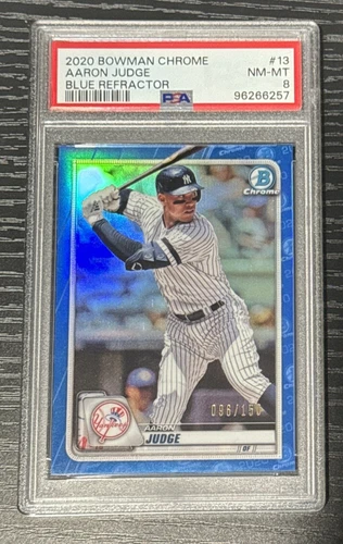 2020 Bowman Chrome Aaron Judge 096/150 Blue Refractor psa 8 near mint yankees 13