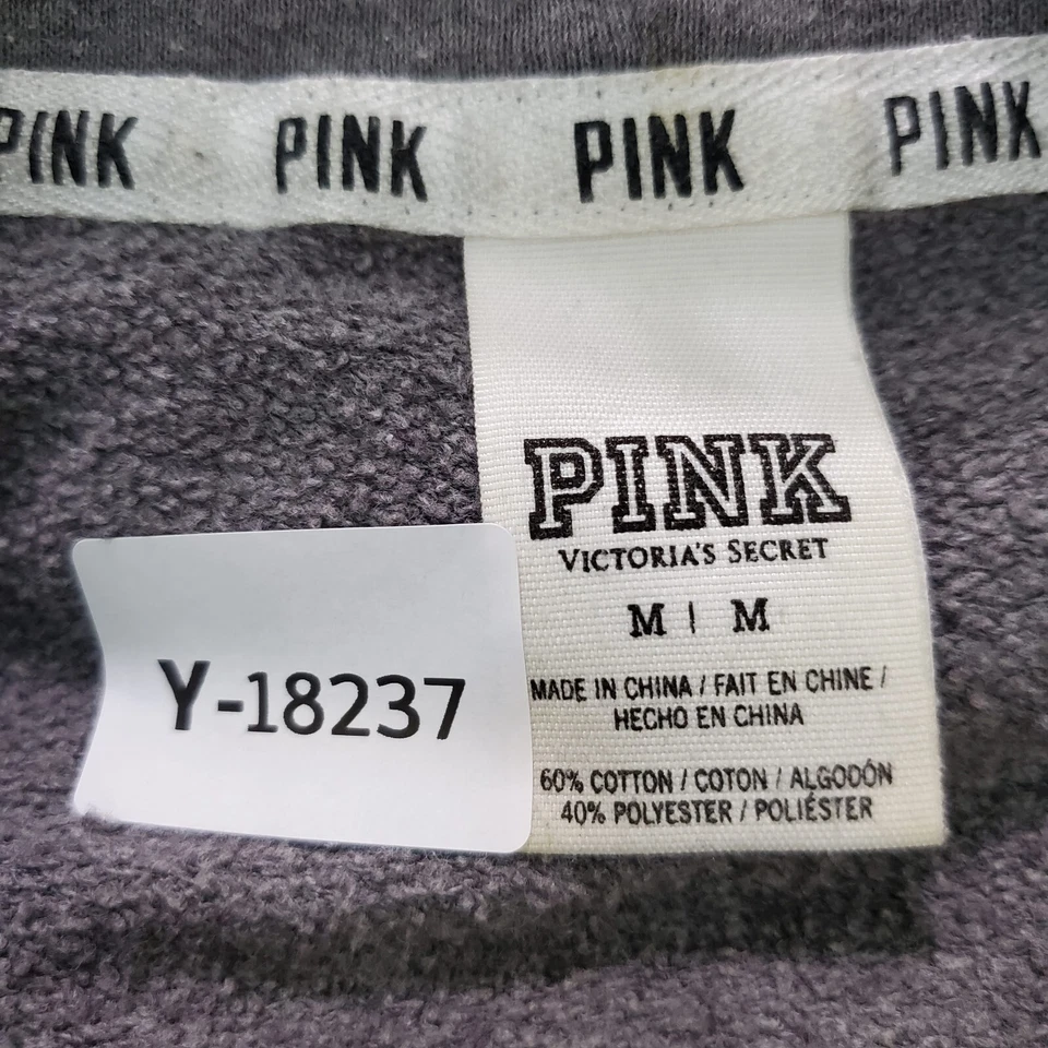 Sudadera Rosa Victorias Secret Hombres Gris Medio Sudadera con Capucha Logo Lentejuelas Bling LEER Foto 2 de 4