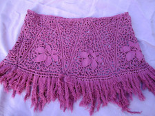 grand dessus d'abat-jour dentelle main couleur prune ancien 1920