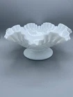 Vintage Large Fenton Milk Glass Hobnail Compote Fruit Bowl 10-1/2 Inch