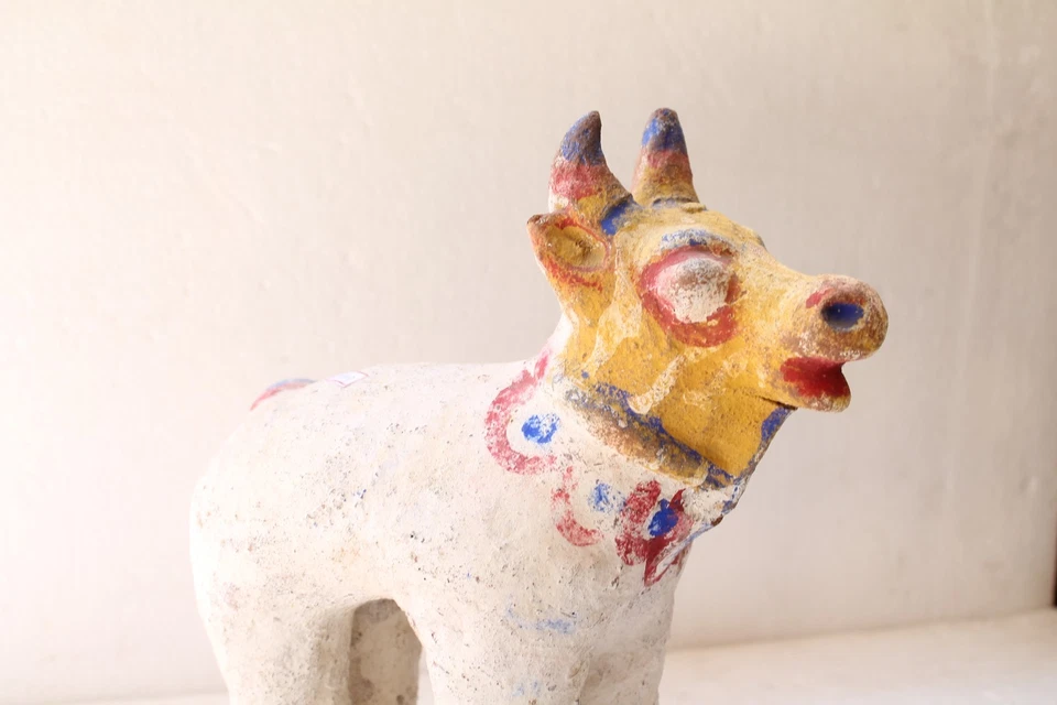 ANTIGUA RARA ARCILLA TERRACOTA ANIMAL RELIGIOSO VACA FIGURA JUGUETE CERÁMICA NH4449 Foto 2 de 4