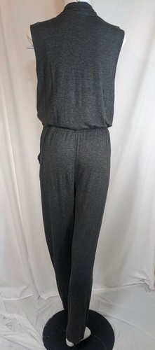 Mossimo Gray Jumpsuit Medium Sleeveless Drawstring Tie Waist Casual Stretch Knit - Picture 4 of 12