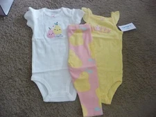 NEW NWT Carters girls size 9 months pretty 3 piece Pear set "Happy Little One"