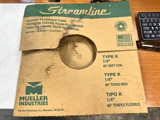 👀 NEW STREAMLINE 1/4" HVACR 3/8" OD 60' SOFT COIL COPPER PLUMBING TUBE KS-02060