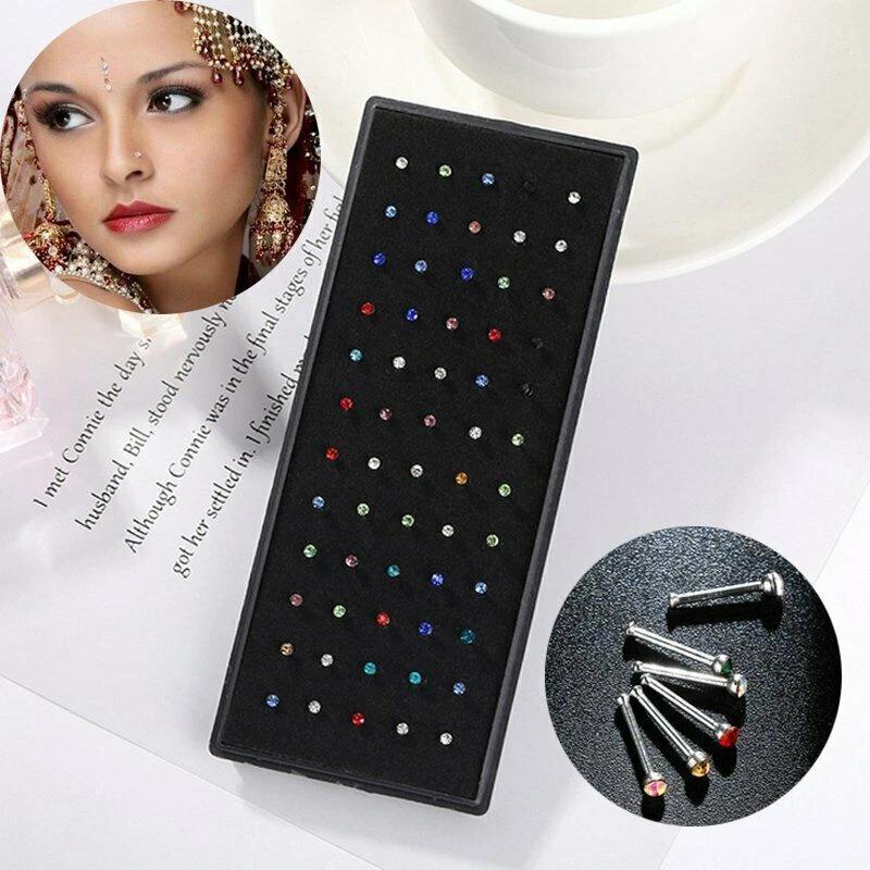 60 PIEZAS Anillos para nariz Pasador de hueso Acero inoxidable Color Pin Joyería Piercing Cuerpo Foto 4 de 4