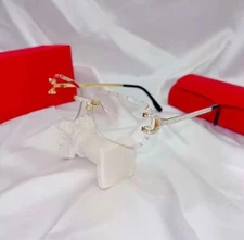 Clear Lens New Cut Lens Sunglasses square Rimless Sunglasses High Quality