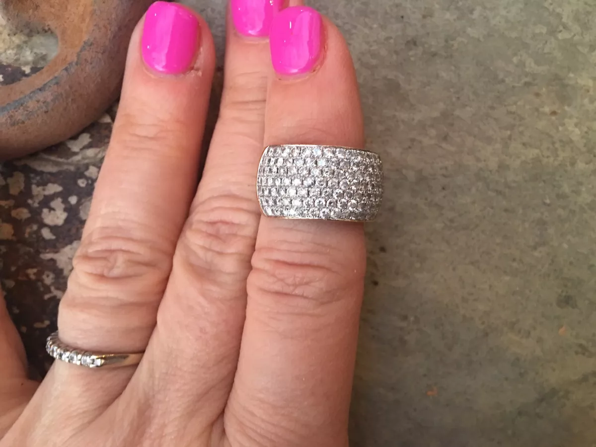Pave wide hot sale band ring
