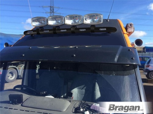 Black Roof Bar + LEDs To Fit Vauxhall Opel Movano 2010 - 2021 Front Medium High - Picture 3 of 7