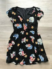 Express minidress above-knee length 31" size XS black lining sheer floral print