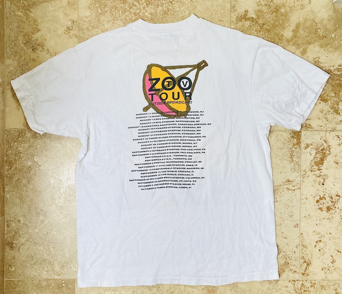 VTG 90s Hanes U2 Zoo TV Band 1992 Tour SINGLE STITCH Double VTG 90s Hanes U2 Zoo TV Band 1992 Tour SINGLE STITCH Double