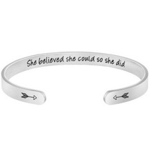 Inspirational ~ "She believed she could so she did" ~ Stainless Steel Bracelet