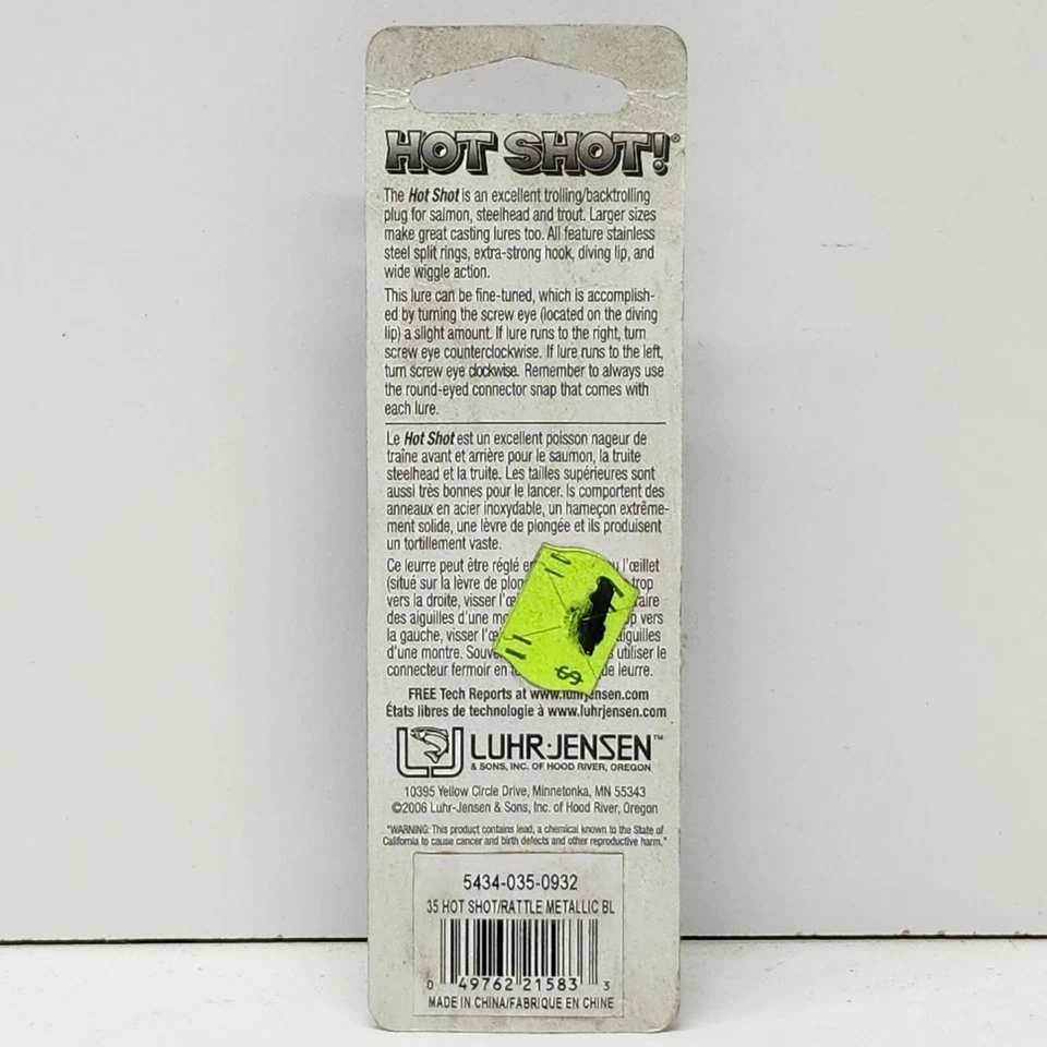 Luhr Jensen Hot Shot 35 Rattle Metallic Blue Fishing Lure 5434-035-0932 - Image 3 of 4