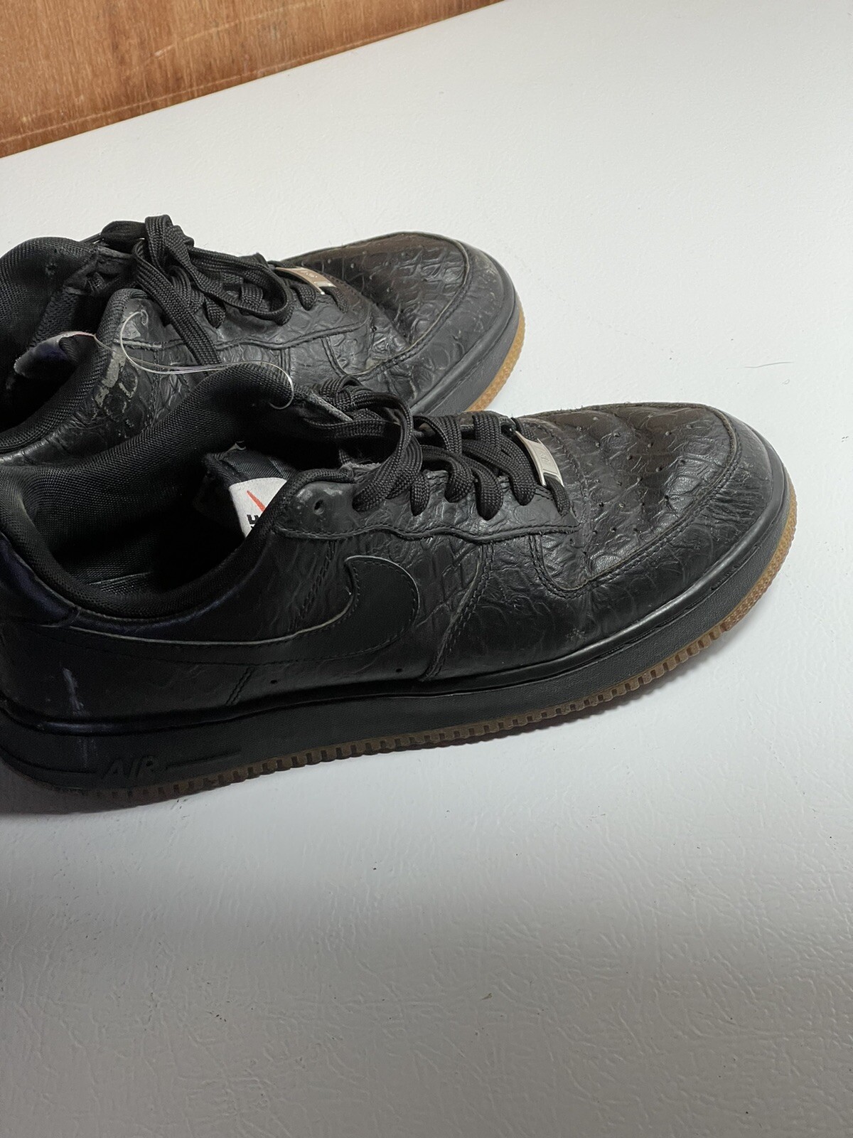 Nike Air Force 1 Low Black Skin Gum Bottom eBay