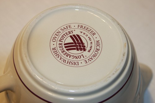 Longaberger Pottery Classic Red Woven Traditions 2 Qt Mixing Pitcher Batter Bowl - Picture 7 of 7