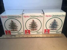 Spode Box Set of 3 Vintage Christmas Tree Candle Holders - 5 1/2" Tall