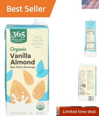 Organic Vanilla Almond Milk   32 Fl Oz Dairy-Free Delight, Low-Fat  Choice