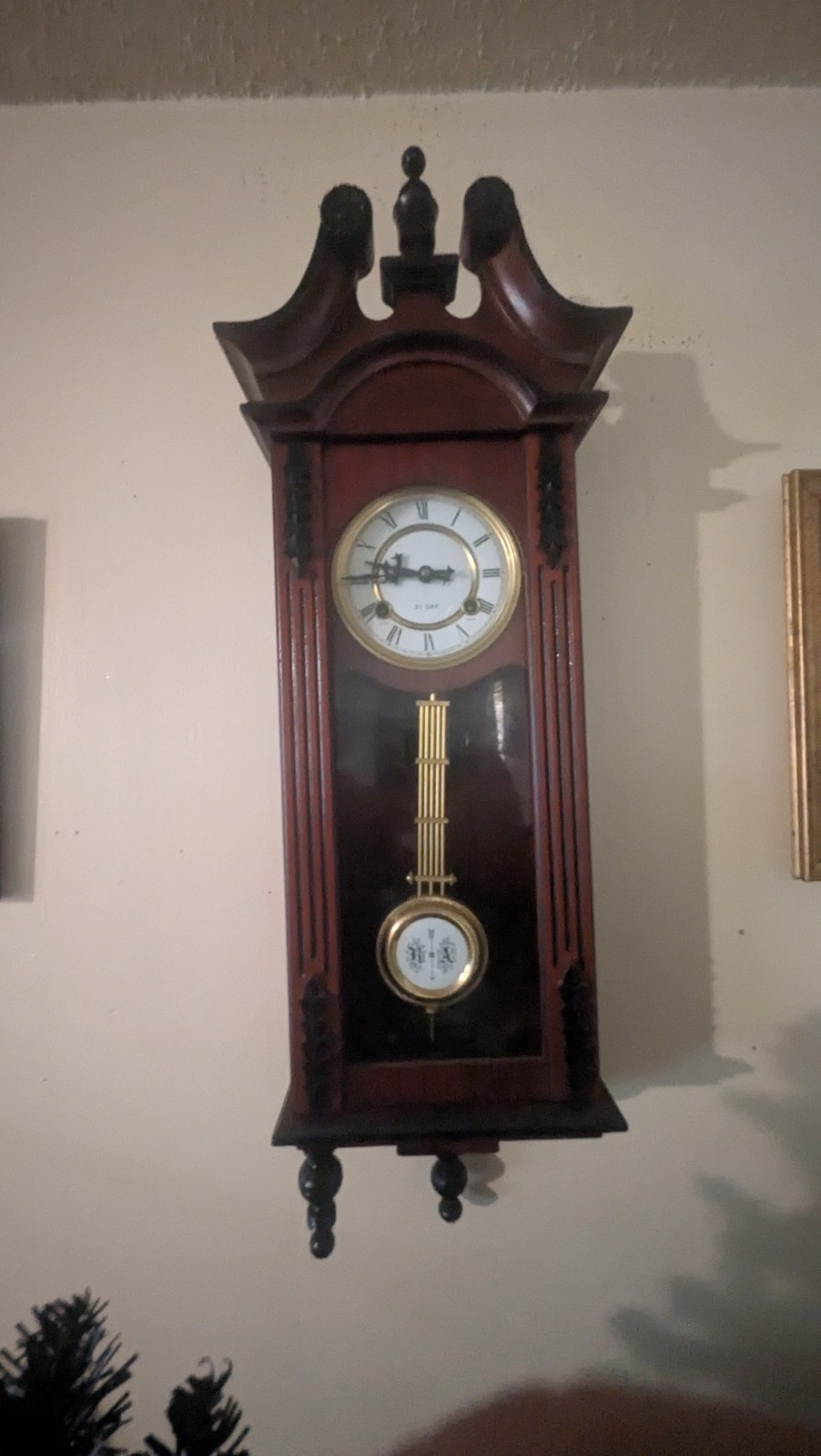 Antique Wall Pendulum Clock - Vienna Regulator Style,31 Day Wind Up