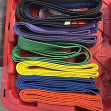 Lot Of 7 Martial Arts Karate Belts, Assorted Colors, Legit, With Stripes