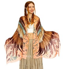 Pure Cotton Hand Painted and Digitally Printed Scarves Saffron Wings