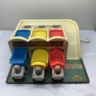 VTG Fisher Price Little People Dump Truckers #979 3 Figures, 3 Trucks, 1 Ball