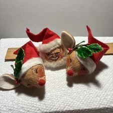 Vintage Annalee Santa Reindeer Heads 1970/71 Christmas Bowl Filler Decor Lot 3