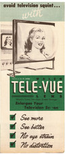 VINTAGE 1940s-50s WALCO TELE-VUE LENS BROCHURE! BIG MAGNIFIER FOR TELEVISION/TV!