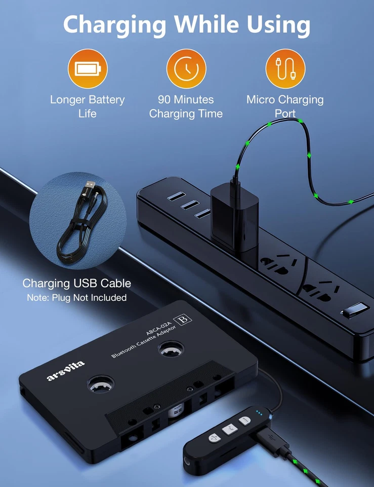 Adattatore Cassetta Bluetooth 5.1 Ricevitore Cassetta Bluetooth Audio Auto - Immagine 4 di 4