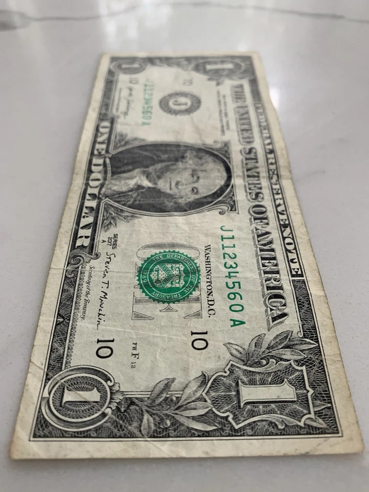 $1 BILL - Ascending Partial Ladder True Run of 6 Digits + Wrap Around ONE DOLLAR - Image 4 of 4