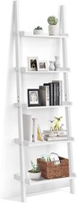 Ladder Shelf 5-Tier Wall-Leaning Bookshelf Rustic Wood Ladder Storage Rack