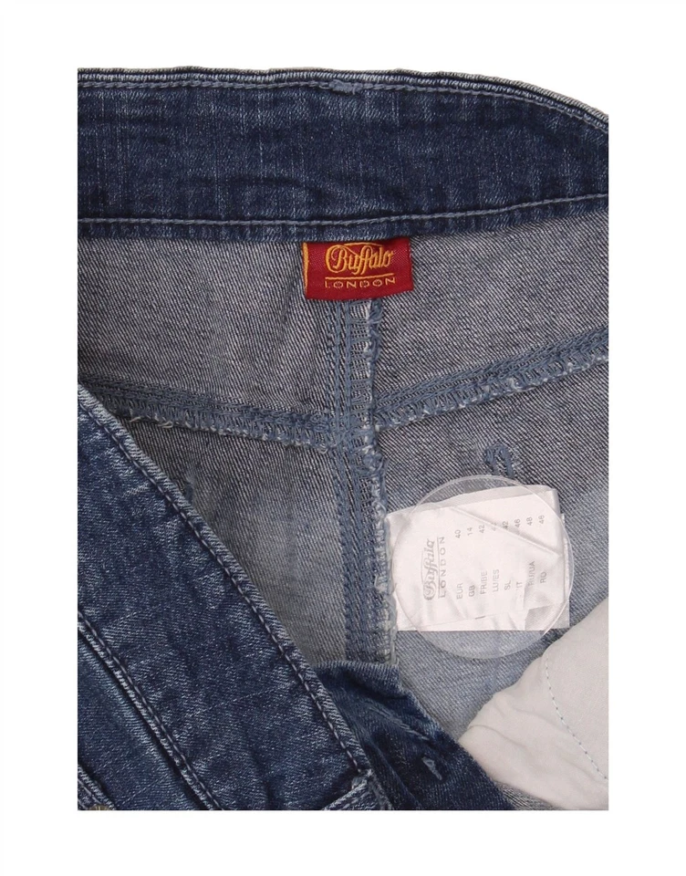 BUFFALO Womens Distressed Denim Shorts UK 14 Large W34 Blue Colourblock DU45 - Image 3 of 3