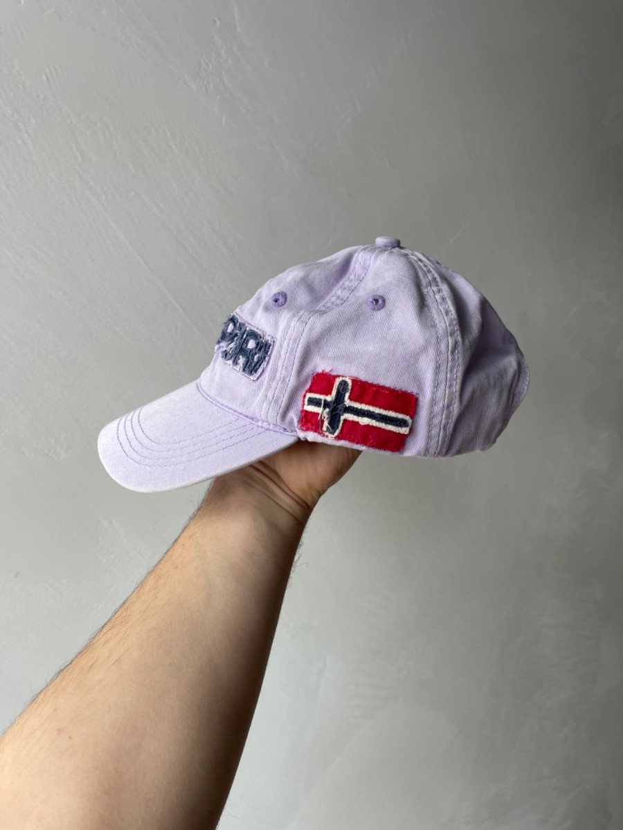 Napapijri Semi-Distressed Purple Cotton Cap Hat Embroidered Logo