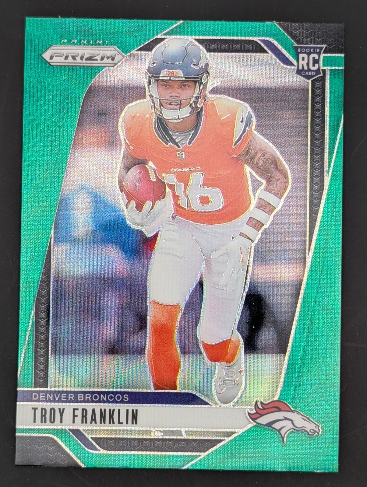 2024 Panini Prizm Prizms Green Wave #393 Troy Franklin RC