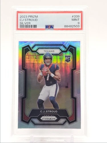 C.J. STROUD 2023 PANINI PRIZM ROOKIE FOOTBALL SILVER TEXANS RC PSA 9 Q0004