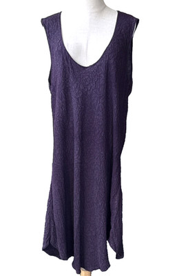 URU XL Textured Dress Dark Purple Sleeveless Scoop Neck