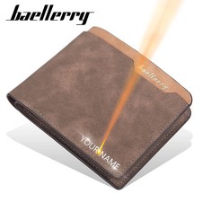 2024 Men Wallets Name Engraving Fashion Short Male Purse Simple Card Holder High