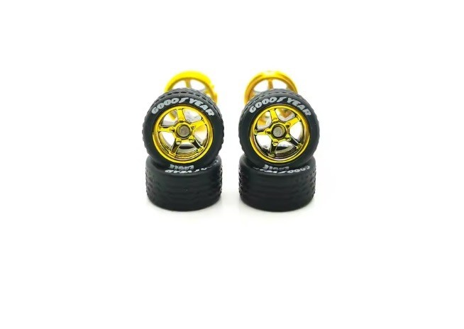 5 Spoke (A) 1:64 Custom Wheel Sets Rubber Tires for Diecast Wheel Swaps