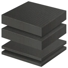 4 Pcs Polyurethane Foam sheet - 2 Pcs 12" x 12" x 2" Black Foam Inserts for C...