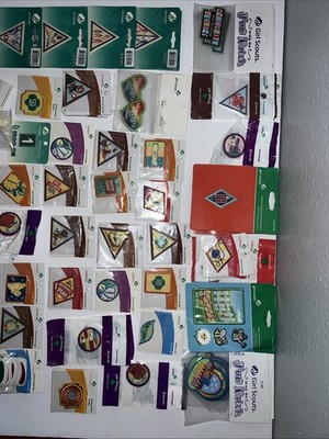 New In Package Girl Scout, Brownie, And Cadet Badges Lot Duplicates 59 Total