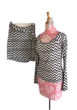 Vintage 90s M MISSONI Zigzag Chevron Top Sz 6 Knit Blouse  Skirt Set Y2k Wrap