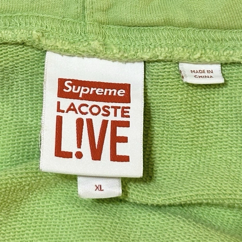 Supreme x Lacoste LIVE Hoodie SS18 Patch Logo Side Zip Pocket Green Men’s Sz XL thumbnail 7