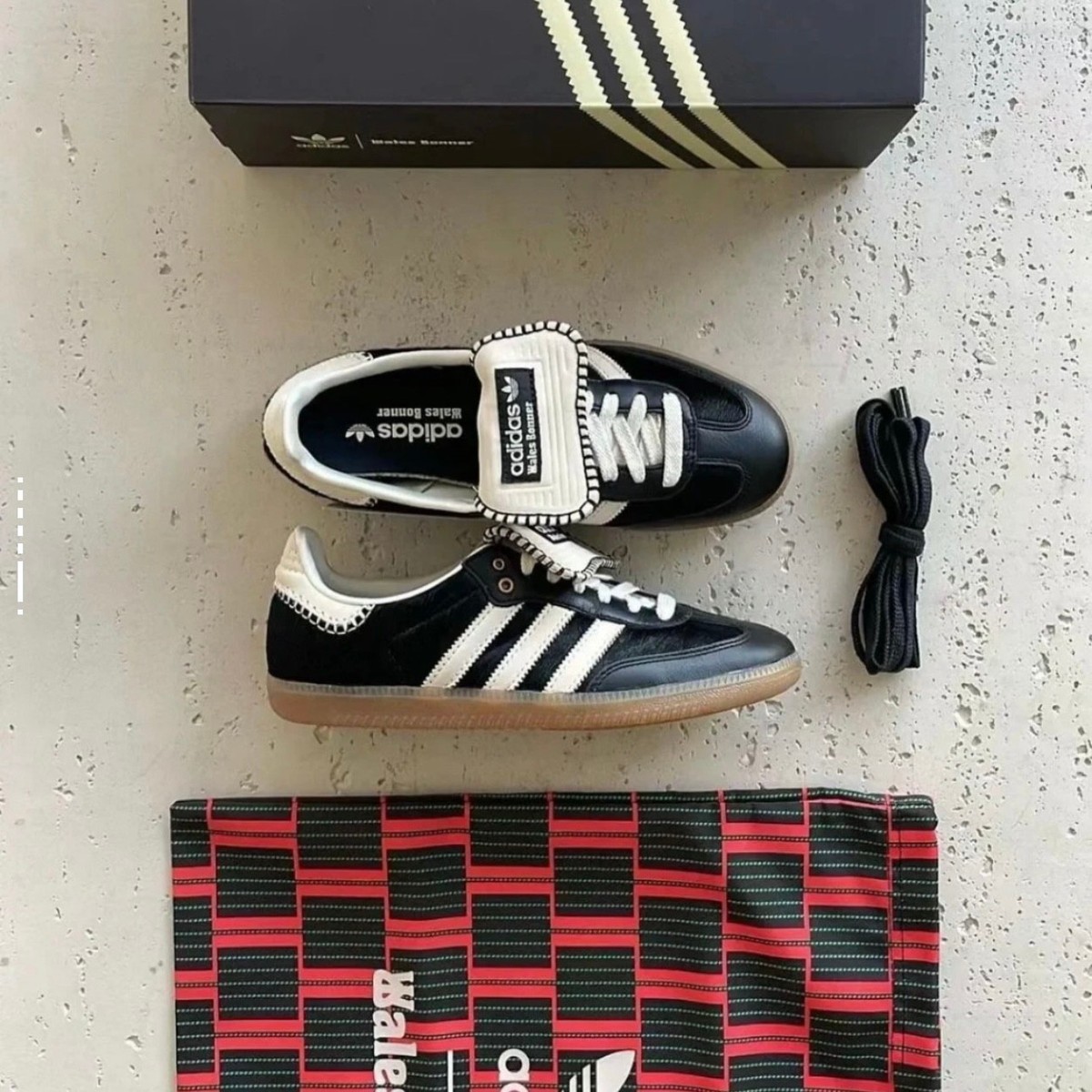 IE0580 Wales Bonner adidas Samba Pony Tonal Low Core Black