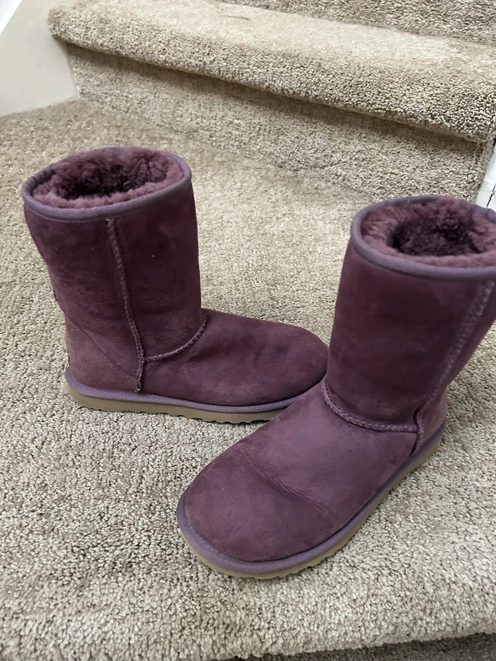 Camurça UGG Australia feminina clássica curta tamanho 6 roxa uva - Imagem 4 de 4