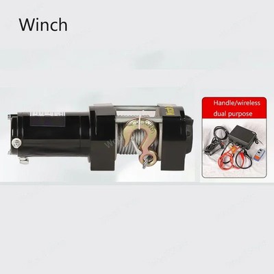 Electric Winch 12V/24V Self-Rescue Vehicle Recovery Hoist Compact Lifting Winch