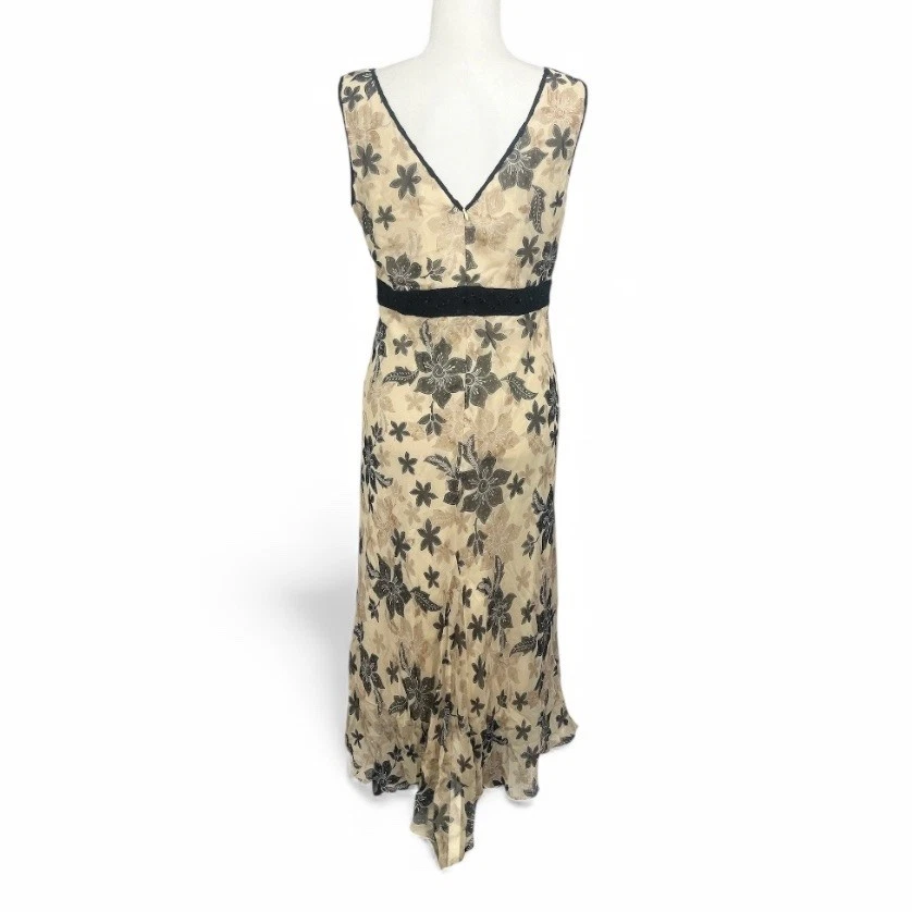 JONATHAN MARTIN STUDIO Silk Floral Print V Neck Maxi Dress M Babydoll Y2K - Image 2 of 4