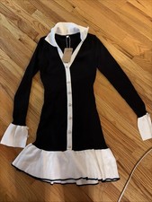Sweater Mini Dress With Pearl Details Size Small