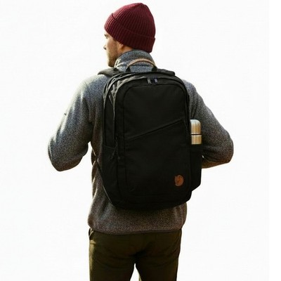 fjällräven övik backpack Fjallraven Raven 28L Backpack Övik F23345 Black Port Laptop Ready 10  Pockets