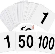 100 Pcs Table Numbers 1-100, Plastic Double Sided Table Number Cards, 4X3.7