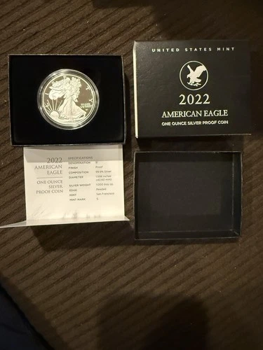 2022 US Mint American Eagle One Ounce Silver Proof Coin w/Box & COA